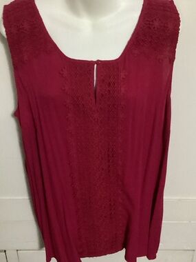 Lace-Panel Sleeveless Camisole in Deep Berry size XL NWT